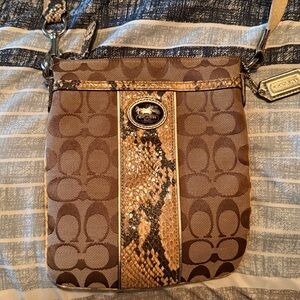 RARE Coach Sutton Signature Python Swingpack/Crossbody Jacquard &Leather Vintage